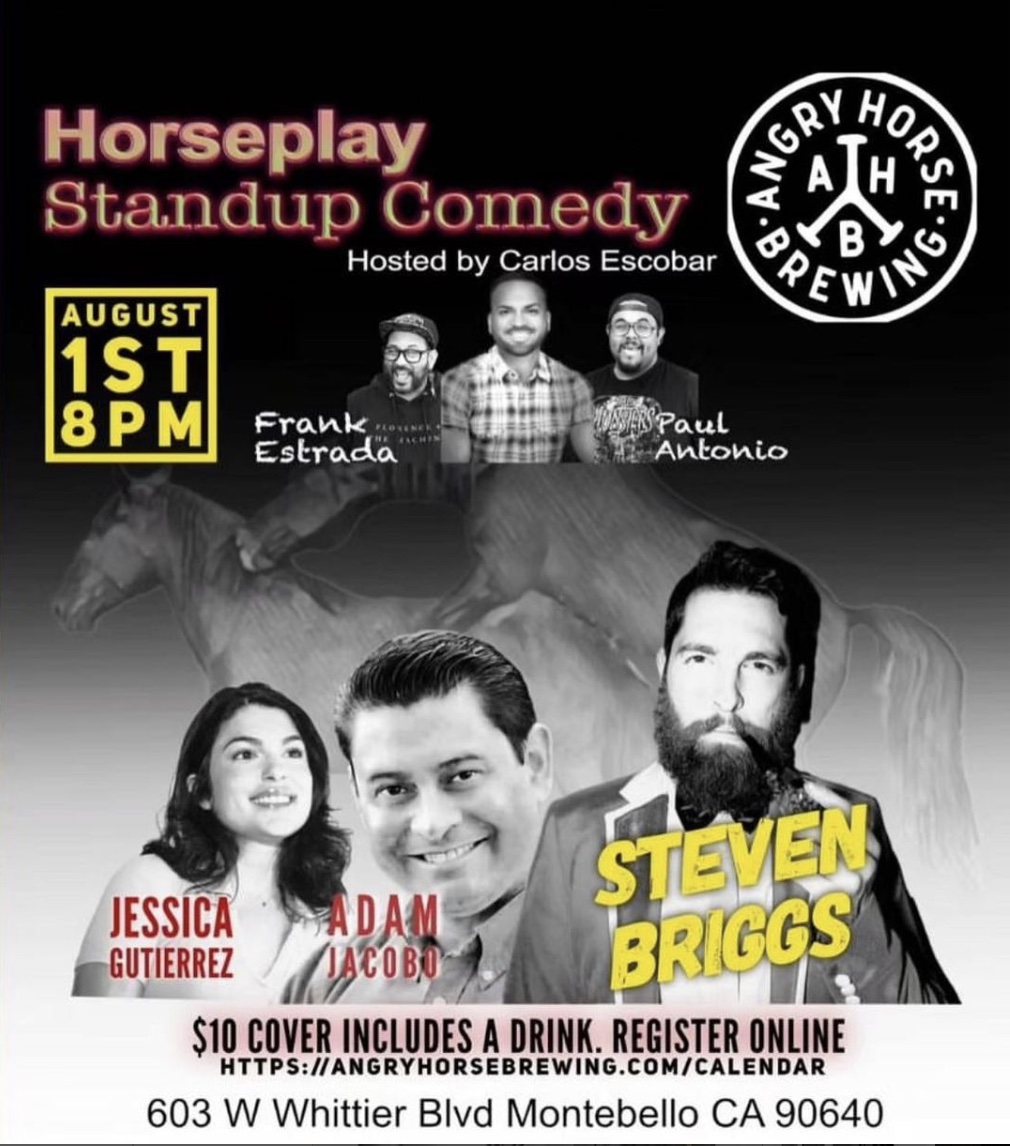 Flyer for Angry Horse Brewing Comedy show